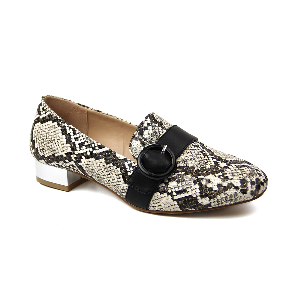 Customize Stylish Casual ladies Snake Flat Pumps shoes for women with metal heel