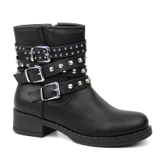 2020 stylish pu winter flat boots and shoes with buckle straps for women and ladies