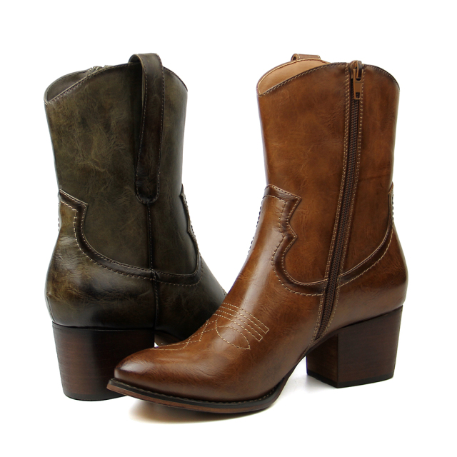 Customized Winter Rain Thick Heel Causal Shoes Cow Boy Warm Women Boots