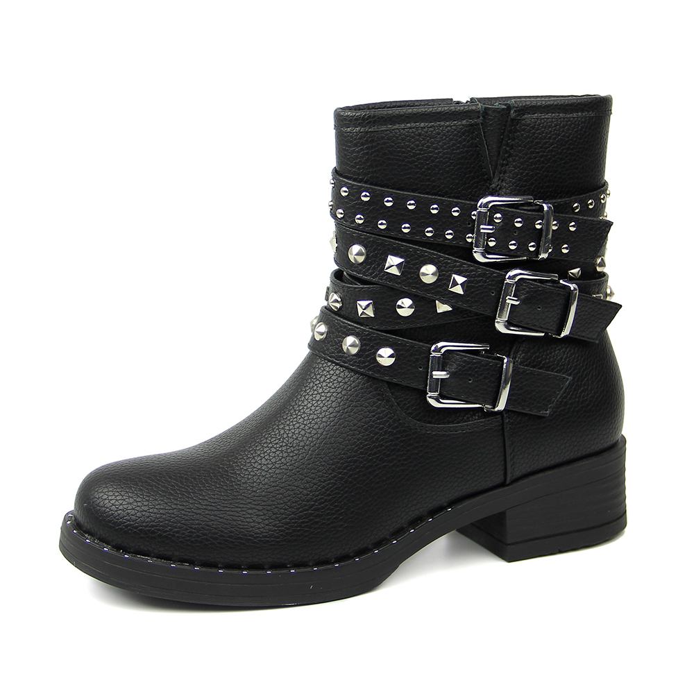 2020 stylish pu winter flat boots and shoes with buckle straps for women and ladies