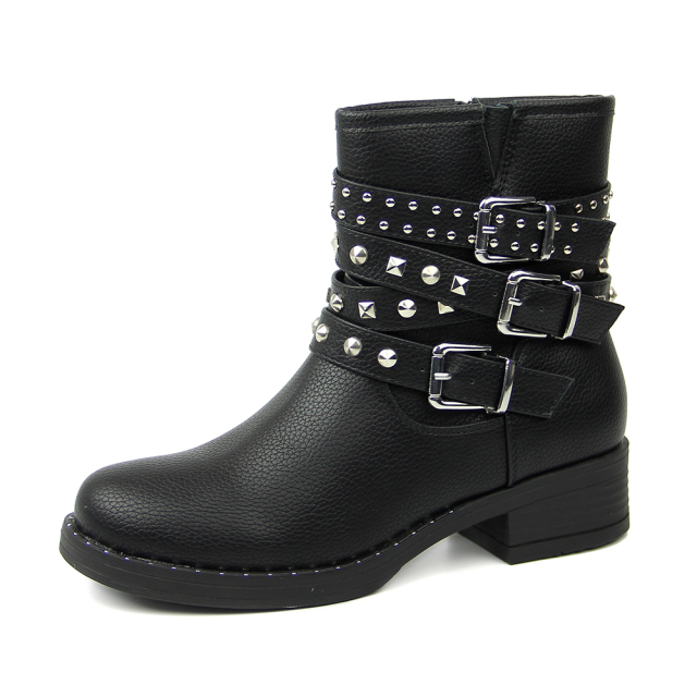 2020 stylish pu winter flat boots and shoes with buckle straps for women and ladies
