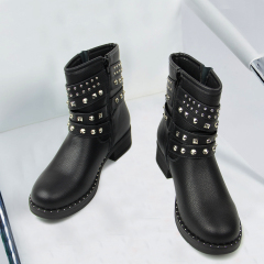 2020 stylish pu winter flat boots and shoes with buckle straps for women and ladies