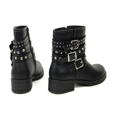 2020 stylish pu winter flat boots and shoes with buckle straps for women and ladies