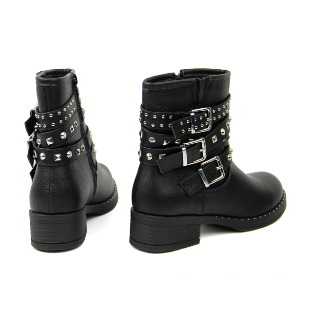 2020 stylish pu winter flat boots and shoes with buckle straps for women and ladies