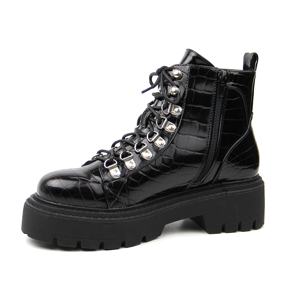 black stylish sexy pu work safety boots for women and ladies