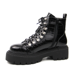 black stylish sexy pu work safety boots for women and ladies