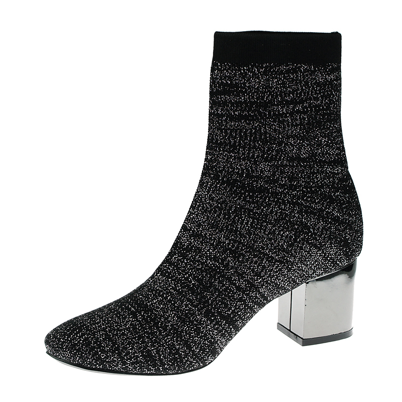 fashion winter shoes sexy luxury chunky wedge half sock boots for women