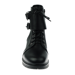 custom logo fall winter black leather lace up boots for ladies women