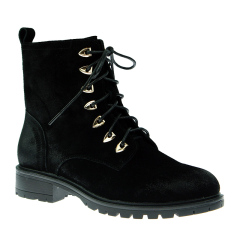 Hot Sell Ladies Black Leather Classy Cow Suede Shoes Lace-up Military Women Boots
