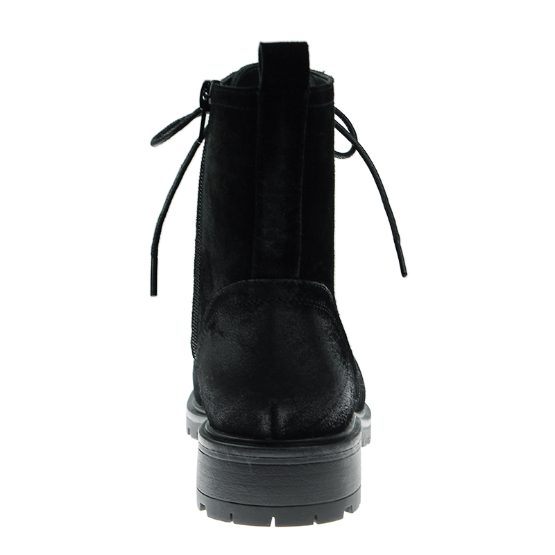 Hot Sell Ladies Black Leather Classy Cow Suede Shoes Lace-up Military Women Boots