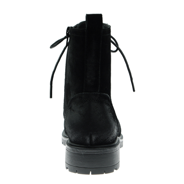 Hot Sell Ladies Black Leather Classy Cow Suede Shoes Lace-up Military Women Boots