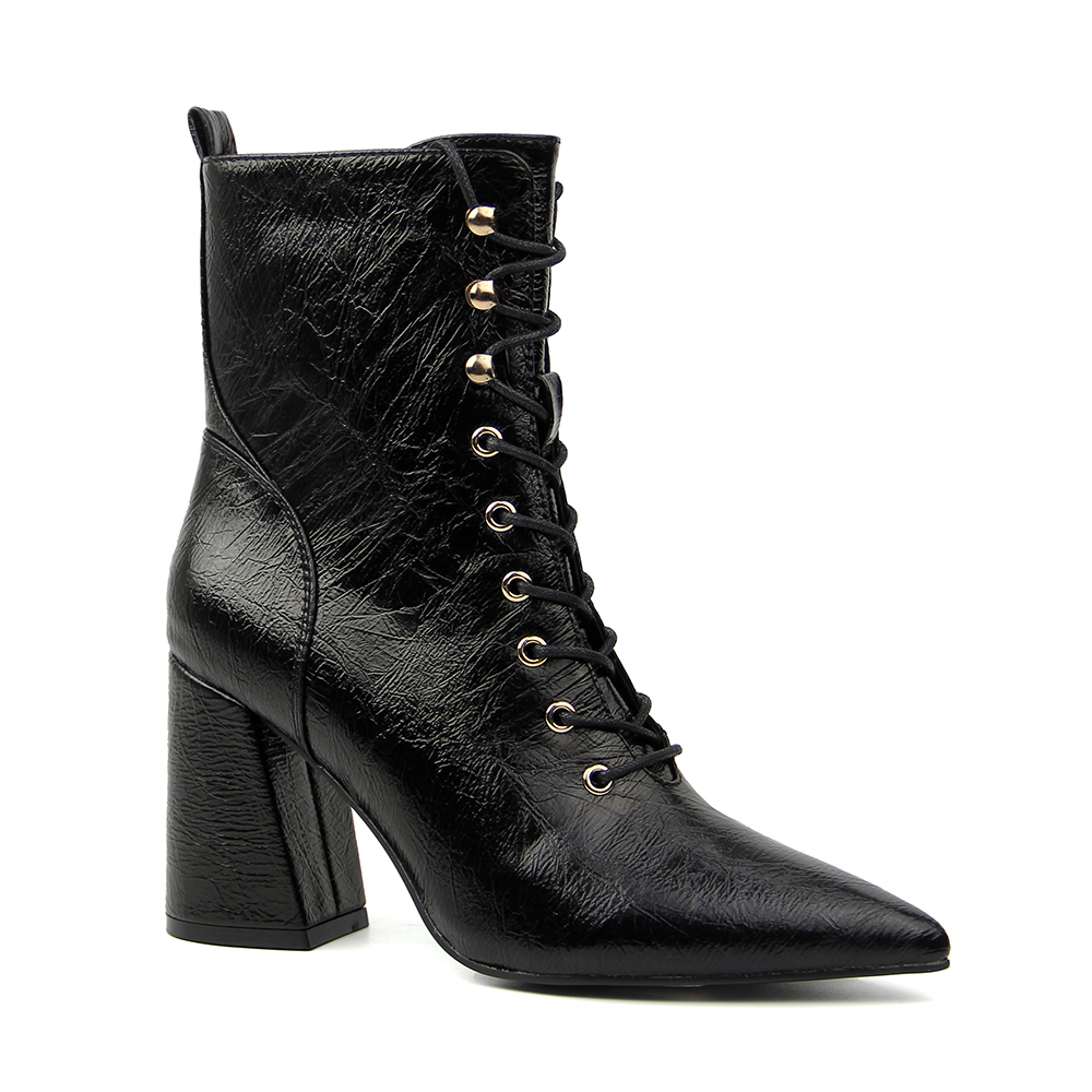 Sexy Designer Ladies Wrinkle Pu High Heel Boots Shoes for Women