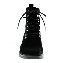 Hot Sell Ladies Black Leather Classy Cow Suede Shoes Lace-up Military Women Boots