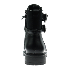 custom logo fall winter black leather lace up boots for ladies women