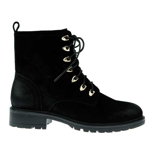 Hot Sell Ladies Black Leather Classy Cow Suede Shoes Lace-up Military Women Boots