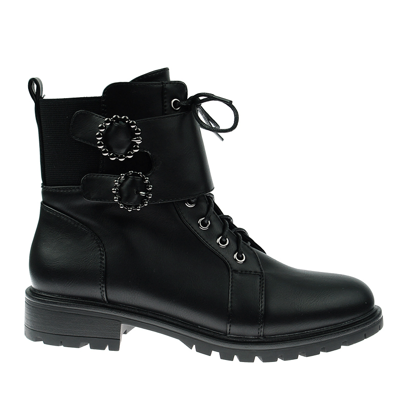 custom logo fall winter black leather lace up boots for ladies women
