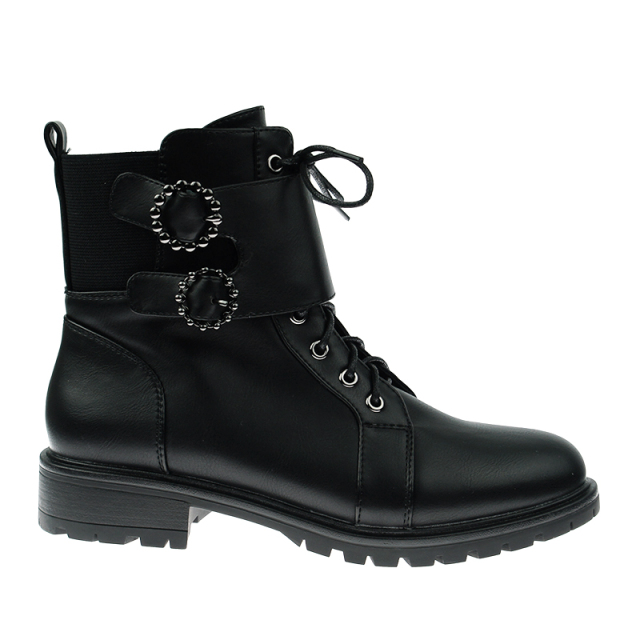 custom logo fall winter black leather lace up boots for ladies women