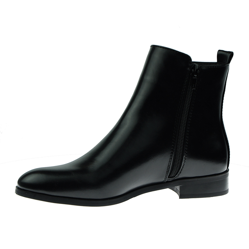 stylish black PU winter shoes flat work boots for women and ladies