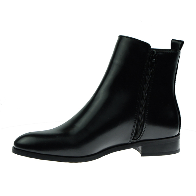 stylish black PU winter shoes flat work boots for women and ladies