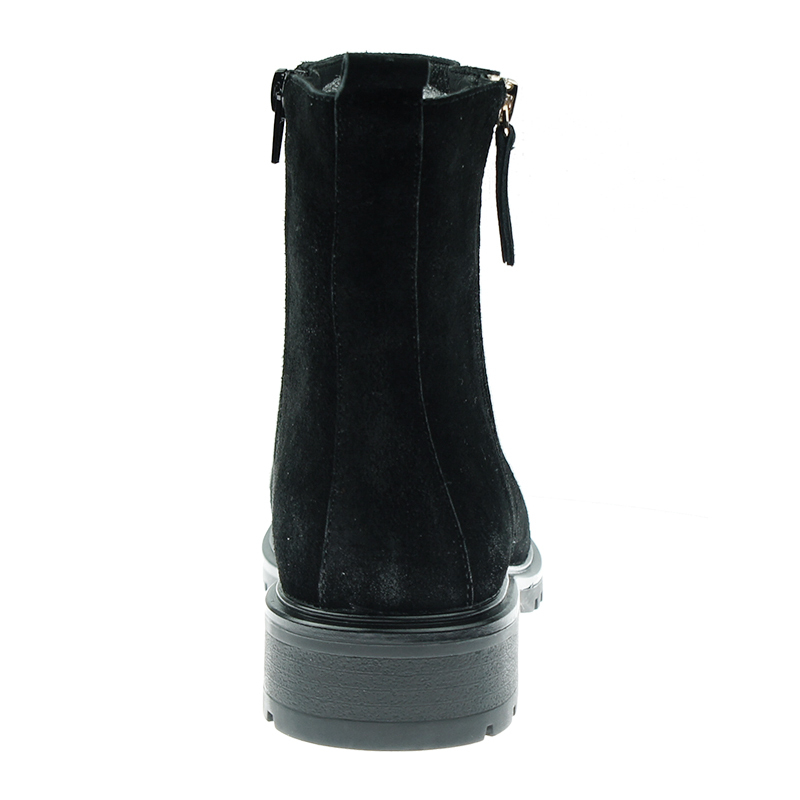 personality stylish black flat boots fall winter cow suede shoes with zipper for women