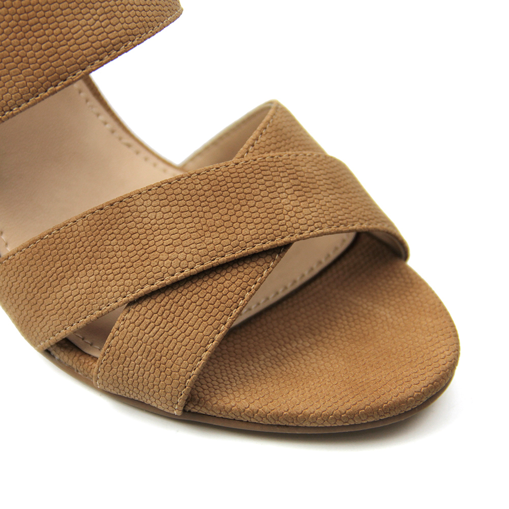 Hot Selling Premium Leather Thick Heel Slides Women Sandals
