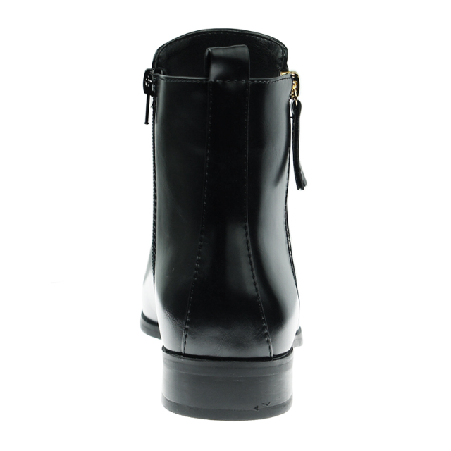 stylish black PU winter shoes flat work boots for women and ladies