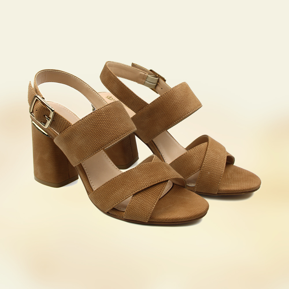 Hot Selling Premium Leather Thick Heel Slides Women Sandals