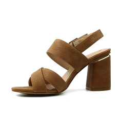 Hot Selling Premium Leather Thick Heel Slides Women Sandals