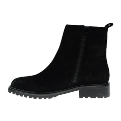 personality stylish black flat boots fall winter cow suede shoes with zipper for women