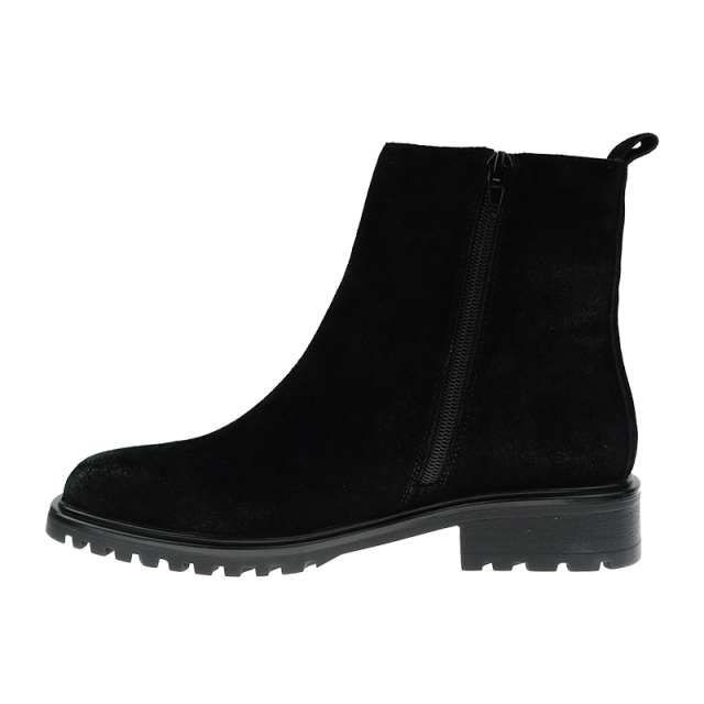 personality stylish black flat boots fall winter cow suede shoes with zipper for women