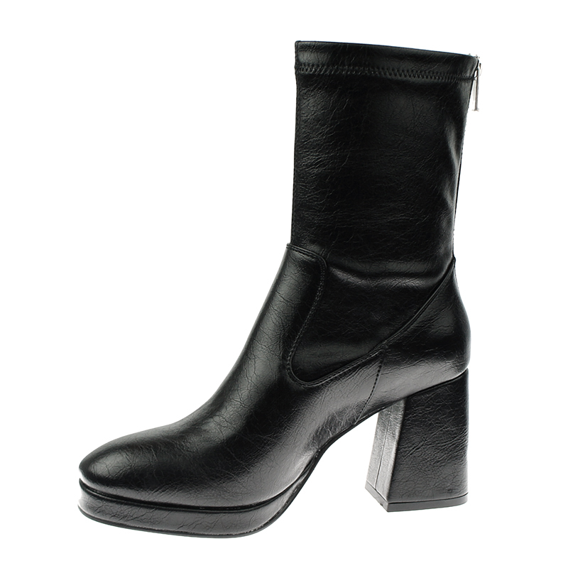 fashion stylish casual waterproof black women high heels western dress boots