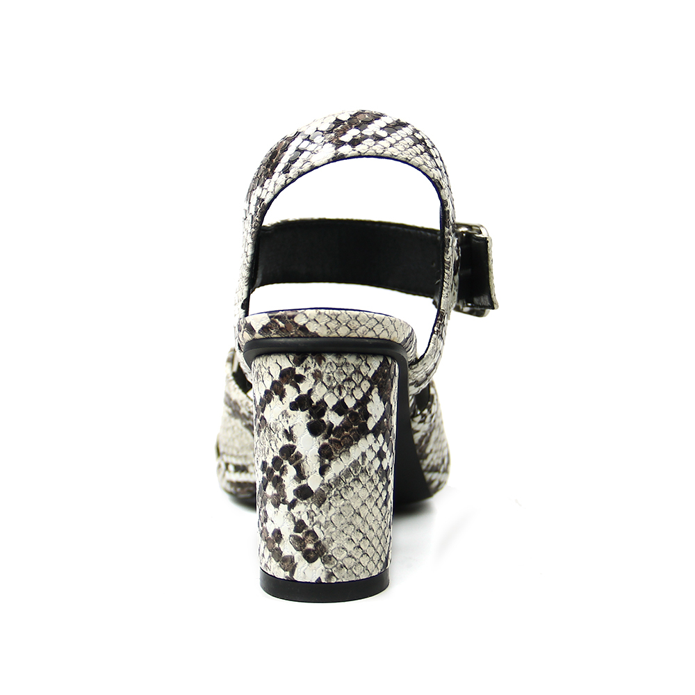 Fashion Snake Leather Square Toe Wedge Sexy Pumps Shoes Womens Sandals
