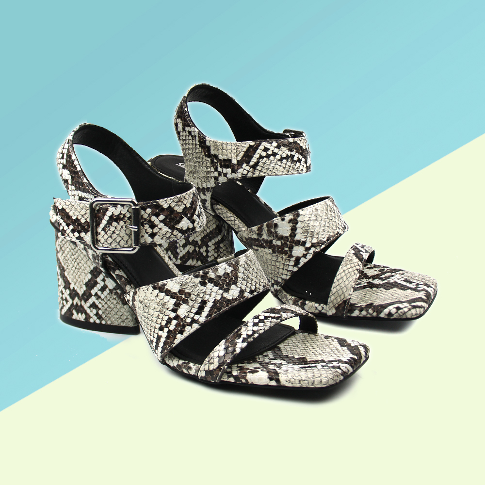 Fashion Snake Leather Square Toe Wedge Sexy Pumps Shoes Womens Sandals