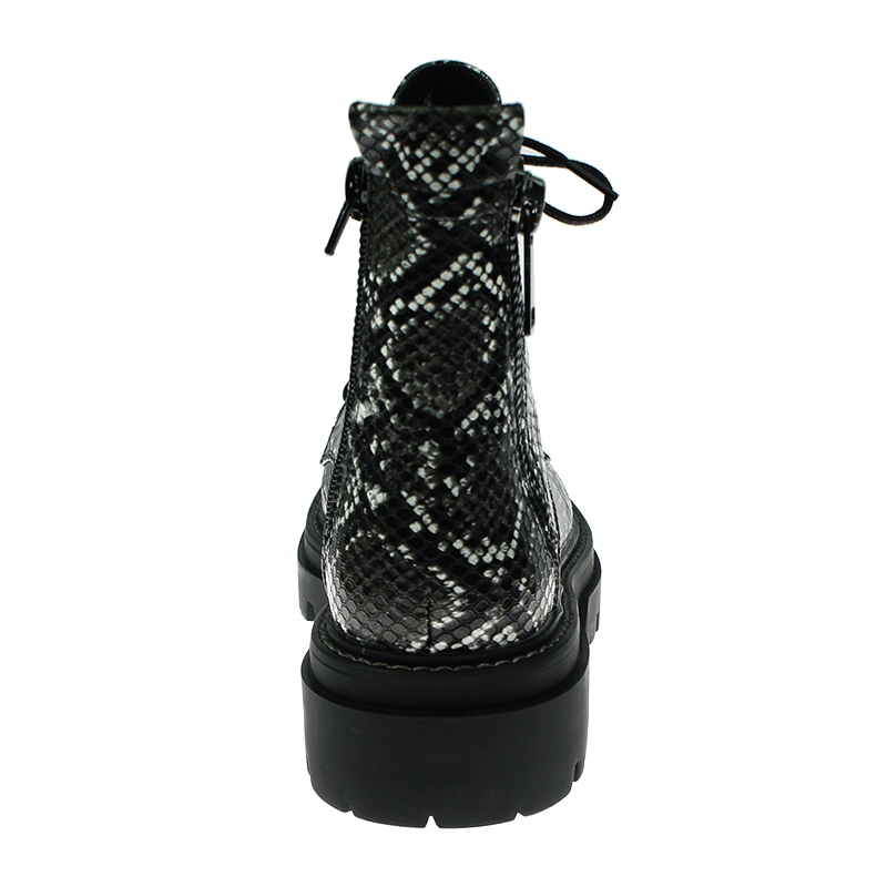 ew women chunky lace up Boots Platform Boots in snake pattern PU