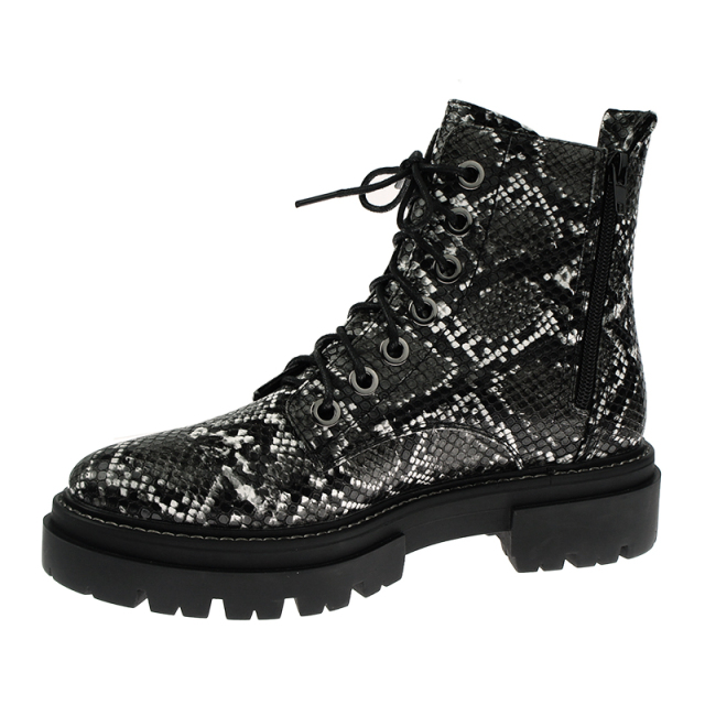 ew women chunky lace up Boots Platform Boots in snake pattern PU