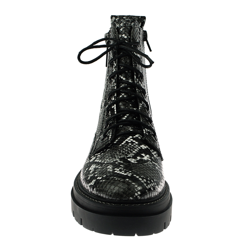 ew women chunky lace up Boots Platform Boots in snake pattern PU