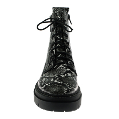 ew women chunky lace up Boots Platform Boots in snake pattern PU