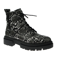ew women chunky lace up Boots Platform Boots in snake pattern PU