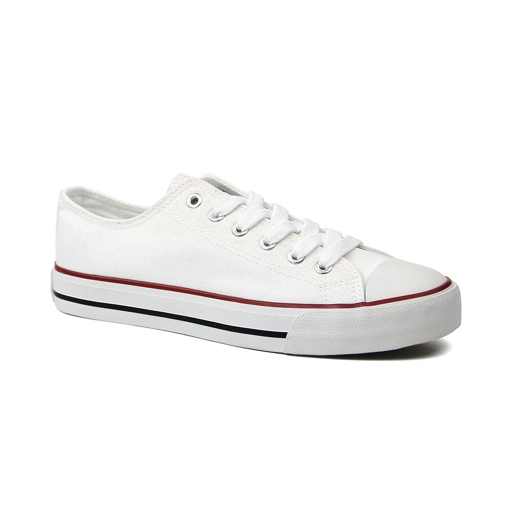 fashion white vintage canvas vulcanized shoes for ladies with custom printing