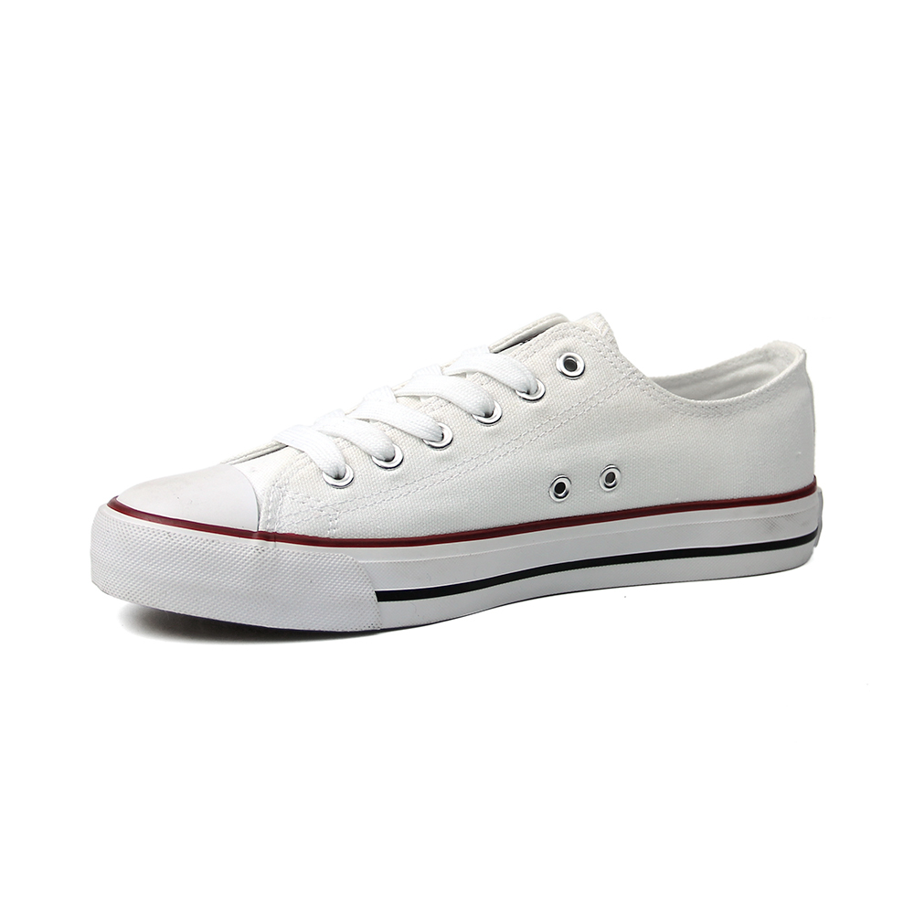 fashion white vintage canvas vulcanized shoes for ladies with custom printing