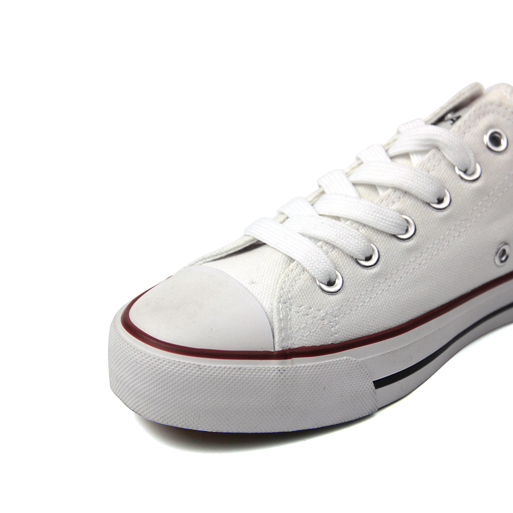 fashion white vintage canvas vulcanized shoes for ladies with custom printing