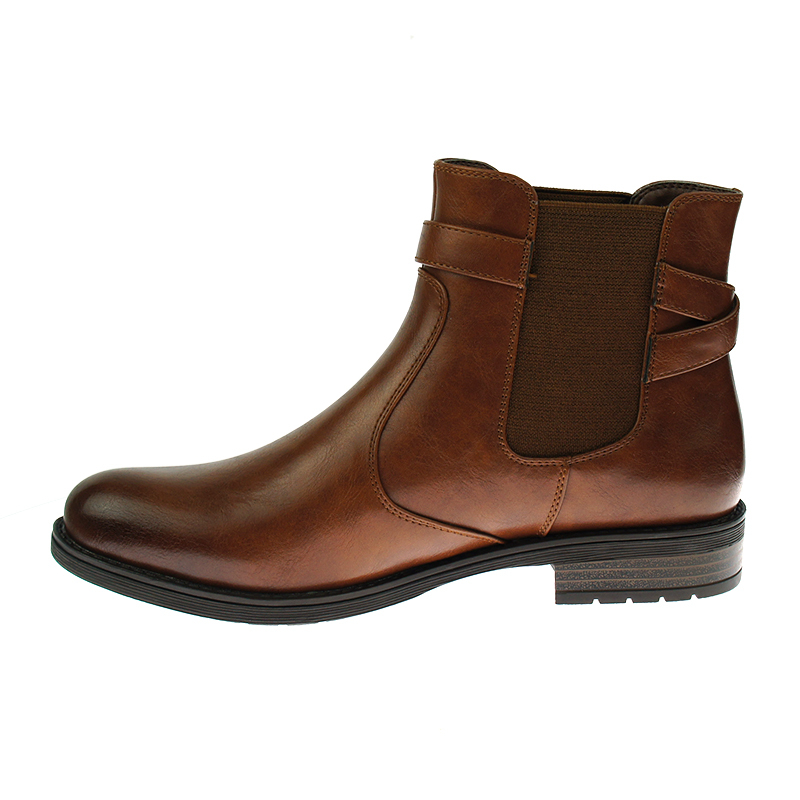 designer hot selling stylish casual burnishing brown chelsea flat boots for women
