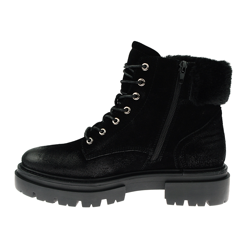 hot sale stylish luxury women winter fur black snow western short hiking boots in cow suede