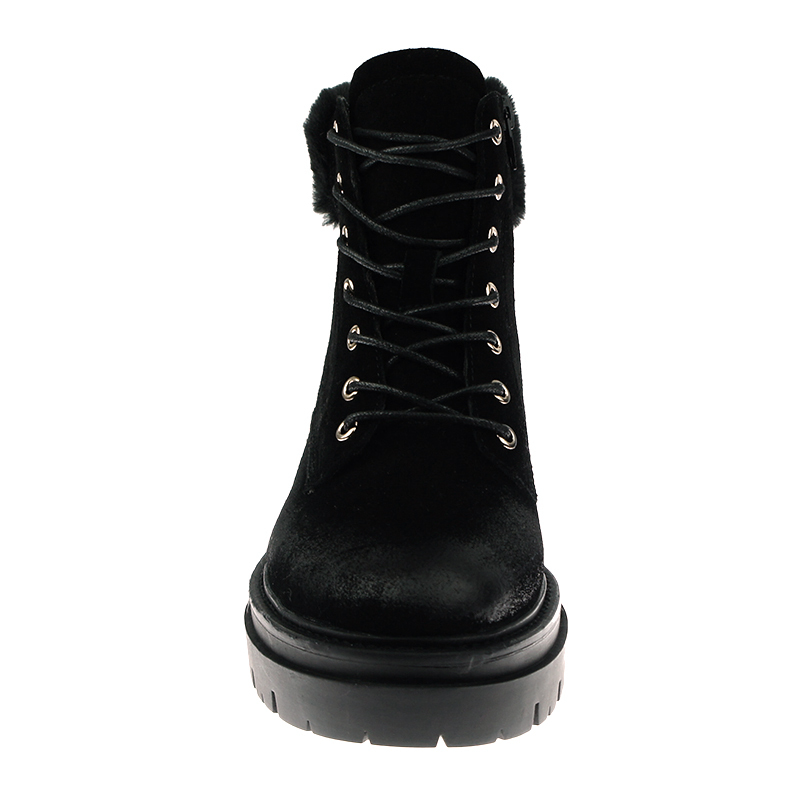 hot sale stylish luxury women winter fur black snow western short hiking boots in cow suede