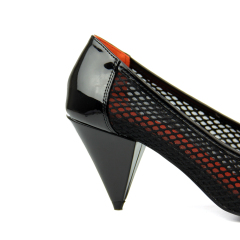 New Design Comfortable Pointed Net Toe Low Heel Pumps Shoes for Women