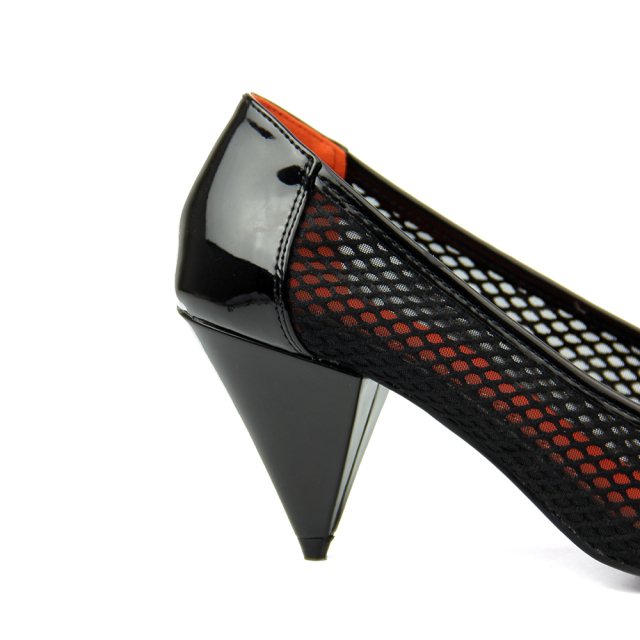 New Design Comfortable Pointed Net Toe Low Heel Pumps Shoes for Women