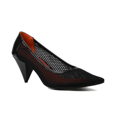 New Design Comfortable Pointed Net Toe Low Heel Pumps Shoes for Women