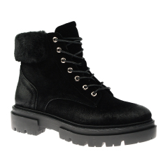 hot sale stylish luxury women winter fur black snow western short hiking boots in cow suede