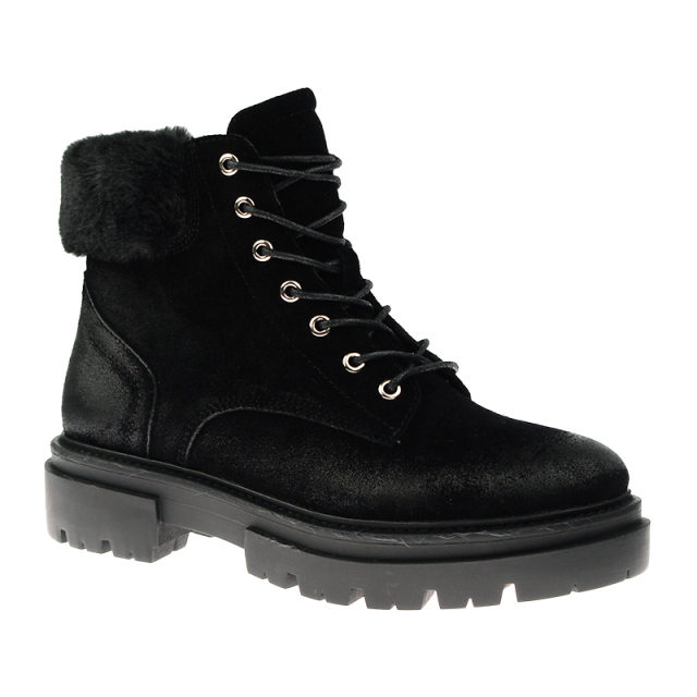 hot sale stylish luxury women winter fur black snow western short hiking boots in cow suede