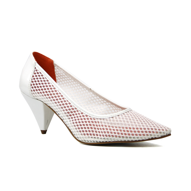 New Design Comfortable Pointed Net Toe Low Heel Pumps Shoes for Women